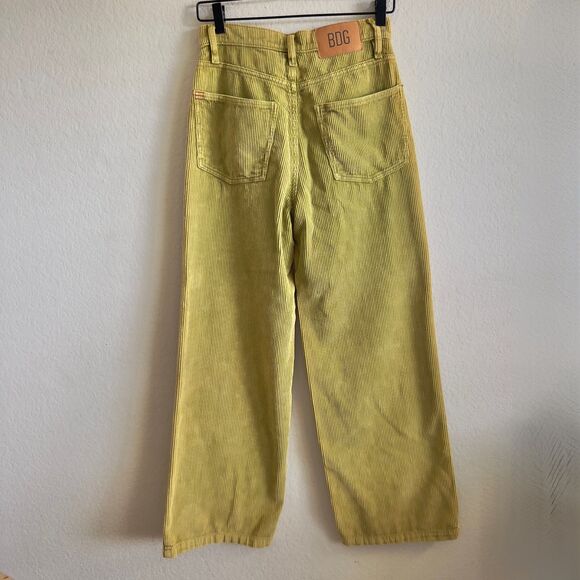 BDG Yellow Green Corduroy High Waist Wide Leg Pants Womens 27 - Picture 2 of 6